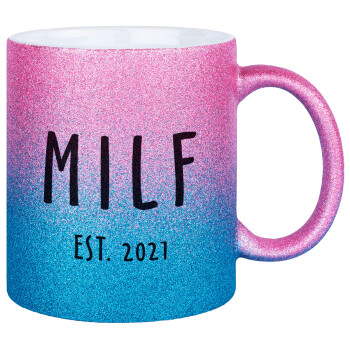 MILF, Κούπα Χρυσή/Μπλε Glitter, κεραμική, 330ml