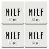 MILF, ΣΕΤ 4 Σουβέρ ξύλινα τετράγωνα (9cm)