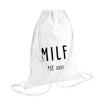 MILF, Τσάντα πλάτης πουγκί GYMBAG λευκή (28x40cm)