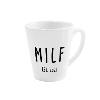 MILF, Κούπα κωνική Latte Λευκή, κεραμική, 300ml