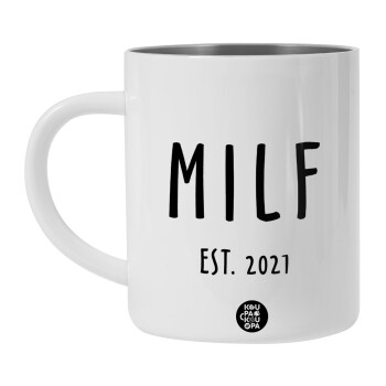 MILF, BIG Mug Stainless steel double wall (450ml, White)