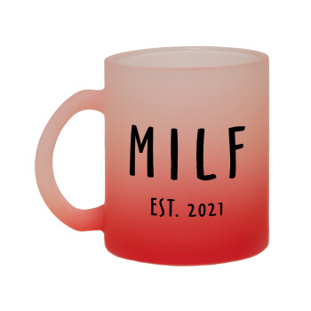 MILF, Κούπα γυάλινη δίχρωμη με βάση το κόκκινο ματ, 330ml