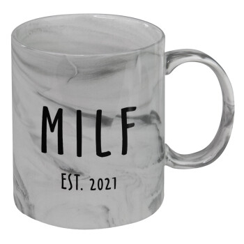 MILF, Mug ceramic marble style, 330ml