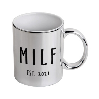 MILF, Mug ceramic, silver mirror, 330ml