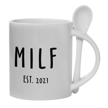 MILF, Κούπα, κεραμική με κουταλάκι, 330ml (1 τεμάχιο)