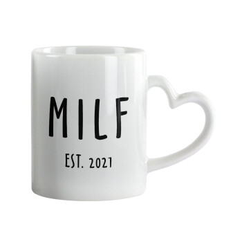 MILF, Mug heart handle, ceramic, 330ml