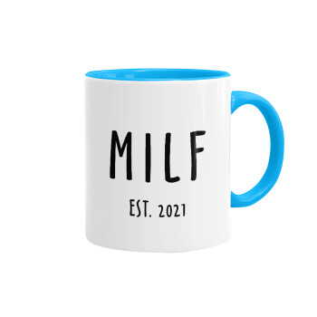 MILF, Κούπα χρωματιστή γαλάζια, κεραμική, 330ml