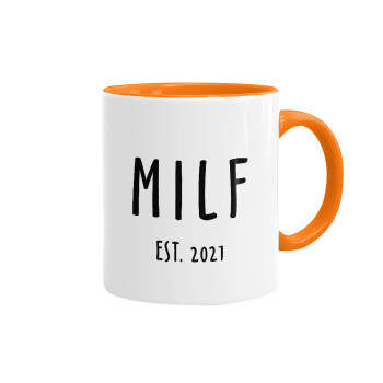 MILF, Κούπα χρωματιστή πορτοκαλί, κεραμική, 330ml