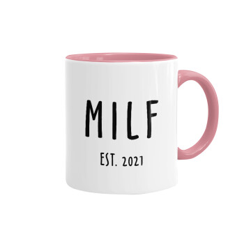 MILF, Κούπα χρωματιστή ροζ, κεραμική, 330ml