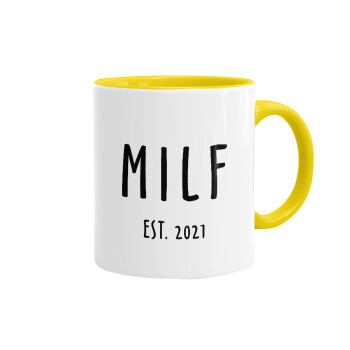 MILF, Κούπα χρωματιστή κίτρινη, κεραμική, 330ml
