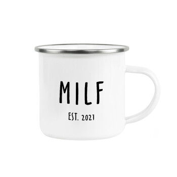 MILF, Metallic enamel cup white 360ml