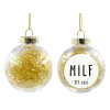 Transparent Christmas tree ball ornament with gold filling 8cm