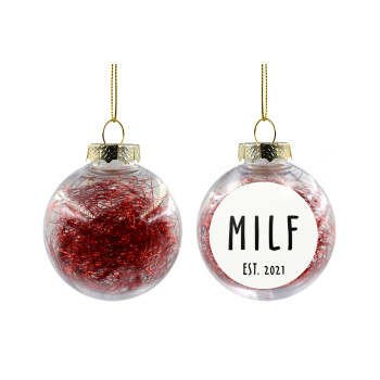 MILF, Χριστουγεννιάτικη μπάλα δένδρου διάφανη με κόκκινο γέμισμα 8cm