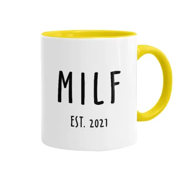 MILF, Κούπα χρωματιστή κίτρινη, κεραμική, 330ml