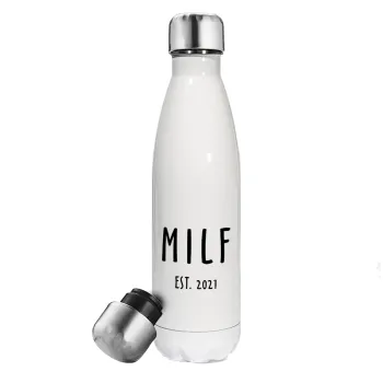 MILF, Metal mug thermos White (Stainless steel), double wall, 500ml