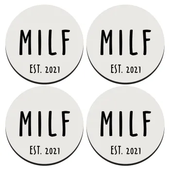 MILF, ΣΕΤ 4 Σουβέρ ξύλινα στρογγυλά (9cm)