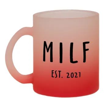 MILF, Κούπα γυάλινη δίχρωμη με βάση το κόκκινο ματ, 330ml