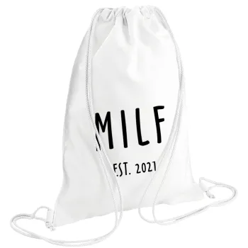 MILF, Τσάντα πλάτης πουγκί GYMBAG λευκή (28x40cm)