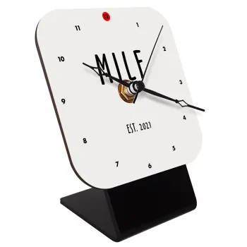 MILF, Quartz Wooden table clock with hands (10cm)