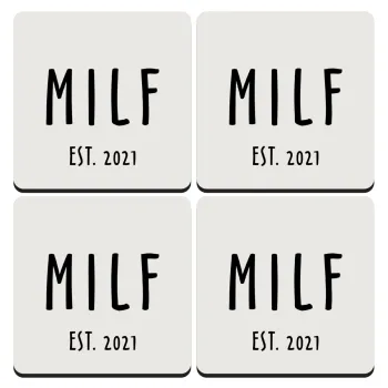 MILF, ΣΕΤ 4 Σουβέρ ξύλινα τετράγωνα (9cm)