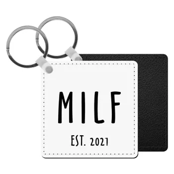 MILF, Μπρελόκ Δερματίνη, τετράγωνο ΜΑΥΡΟ (5x5cm)