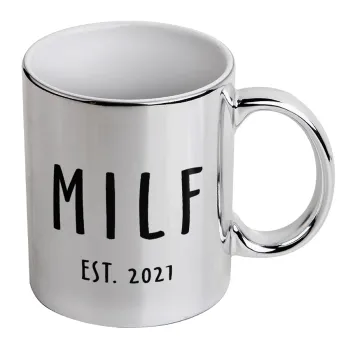 MILF, Mug ceramic, silver mirror, 330ml
