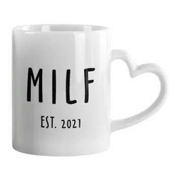 MILF, Mug heart handle, ceramic, 330ml