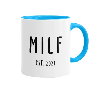 MILF, Mug colored light blue, ceramic, 330ml