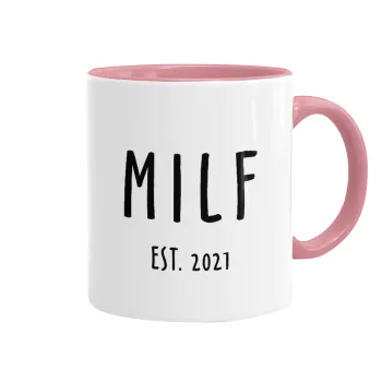 MILF, Κούπα χρωματιστή ροζ, κεραμική, 330ml