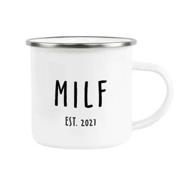 MILF, Metallic enamel cup white 360ml
