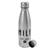 Metallic water bottle, stainless steel, 750ml