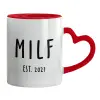 Mug heart red handle, ceramic, 330ml
