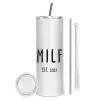 Tumbler stainless steel 600ml, with metal straw & cleaning brush