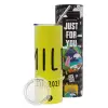 Neon Yellow Travel Tumbler, with metal straw (Stainless steel 304 Food grade, BPA free, 600ml)