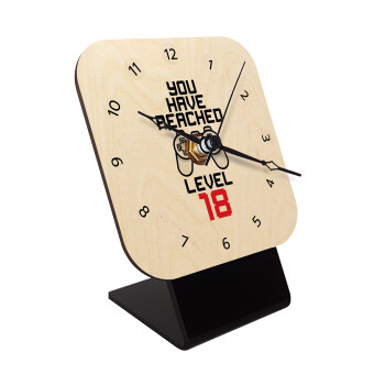 You have Reached level AGE, Quartz Table clock in natural wood (10cm)