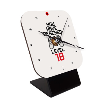 You have Reached level AGE, Quartz Wooden table clock with hands (10cm)