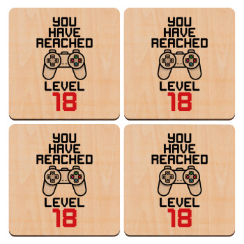 You have Reached level AGE, ΣΕΤ x4 Σουβέρ ξύλινα τετράγωνα plywood (9cm)