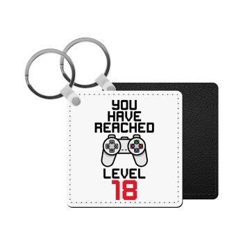 You have Reached level AGE, Μπρελόκ Δερματίνη, τετράγωνο ΜΑΥΡΟ (5x5cm)