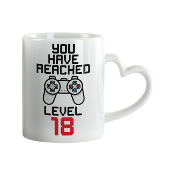 You have Reached level AGE, Mug heart handle, ceramic, 330ml