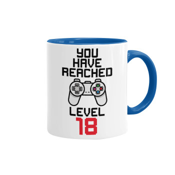 You have Reached level AGE, Mug colored blue, ceramic, 330ml