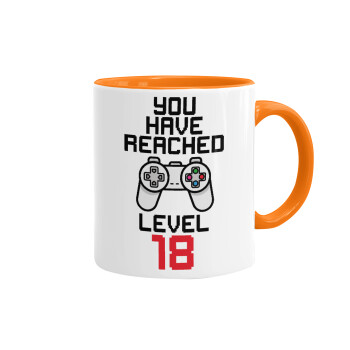 You have Reached level AGE, Mug colored orange, ceramic, 330ml