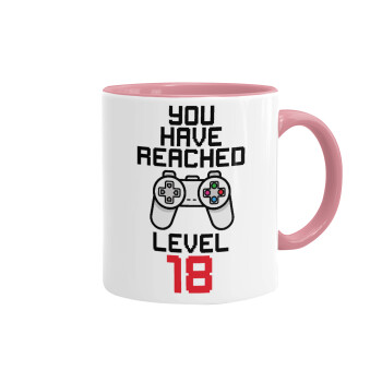 You have Reached level AGE, Mug colored pink, ceramic, 330ml