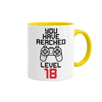You have Reached level AGE, Mug colored yellow, ceramic, 330ml