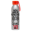 Aluminum Sports Bottle 650ml – Silver with Red Cap and Silicone Strap