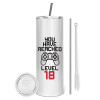 Eco friendly stainless steel tumbler 600ml, with metal straw & cleaning brush