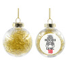 Transparent Christmas tree ball ornament with gold filling 8cm