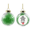 Transparent Christmas tree ball ornament with green filling 8cm