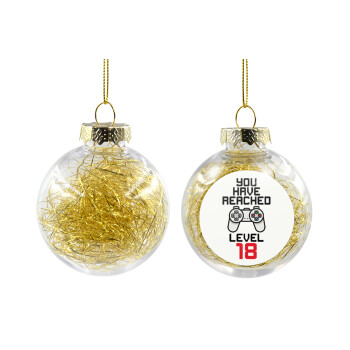 You have Reached level AGE, Χριστουγεννιάτικη μπάλα δένδρου διάφανη με χρυσό γέμισμα 8cm