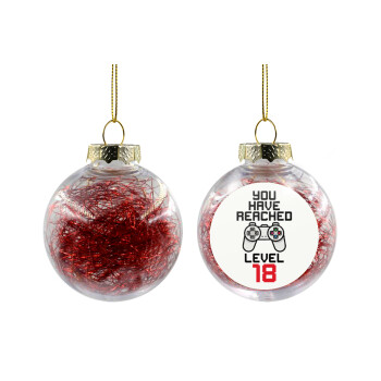 You have Reached level AGE, Χριστουγεννιάτικη μπάλα δένδρου διάφανη με κόκκινο γέμισμα 8cm