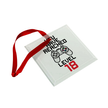 You have Reached level AGE, Christmas ornament, glass square ornament 9x9cm